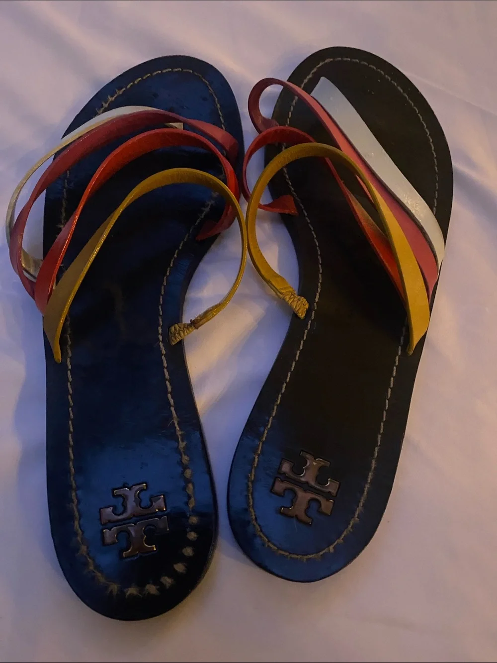 Tory Burch Multistrap Leather PATOS SANDAL in Black, Red, Pink, Yellow and White
